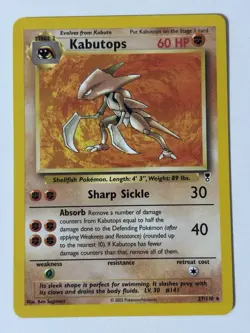Kabutops 24/62 Non-Holo Rare Fossil Pokemon Card LP - Image 1