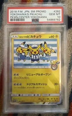 2018 Yokohama's Pikachu 282/SM-P SM Promo Yokohama Japanese Pokemon Card PSA 10 - Image 1