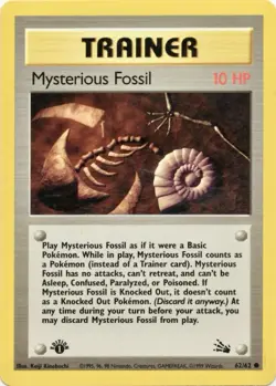 1st Edition Mysterious Fossil 62/62 - Fossil - Pokemon Card - Light Play - Image 1