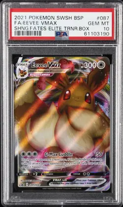 2021 POKEMON SWSH BLACK STAR PROMO #087 FULL ART/EEVEE VMAX PSA 10 - Image 1