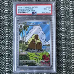 Alolan Dugtrio 208/191 Surging Sparks PSA 10 GEM MINT Illustration Pokemon TCG - Image 1