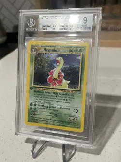 2000 Pokemon Holo 1st Edition Neo Genesis Meganium 11/111 PSA BGS 9++ Mint Swirl - Image 2