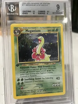 2000 Pokemon Holo 1st Edition Neo Genesis Meganium 11/111 PSA BGS 9++ Mint Swirl - Image 3