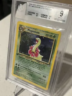 2000 Pokemon Holo 1st Edition Neo Genesis Meganium 11/111 PSA BGS 9++ Mint Swirl - Image 4