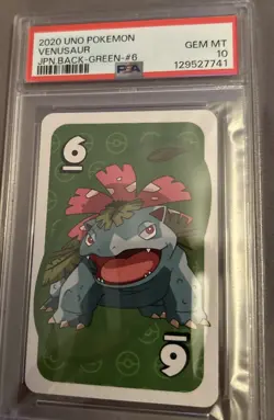 2020 UNO POKEMON JPN BACK-BLUE-#6 VENUSAUR PSA 10 - Image 1