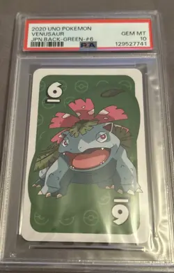 2020 UNO POKEMON JPN BACK-BLUE-#6 VENUSAUR PSA 10 - Image 3