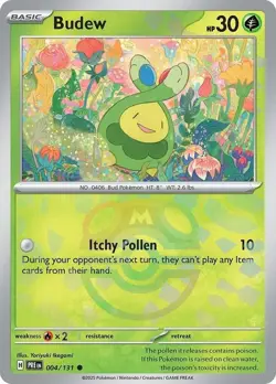 1x Budew - 004/131 - Common ~~Master Ball Pattern~~ Reverse Holo NM-Mint Pokemon - Image 1