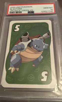 2020 UNO POKEMON JPN BACK-GREEN-#5 BLASTOISE PSA 10 - Image 1