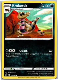 Krokorok - SWSH12: Silver Tempest 112/195 - Uncommon - NM Pokemon TCG - Image 1