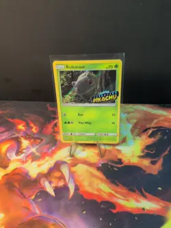 Detective Pikachu Bulbasaur Pokemon TCG Sun & Moon Promo Holo Card SM198 - Image 1