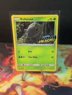 Detective Pikachu Bulbasaur Pokemon TCG Sun & Moon Promo Holo Card SM198 - Image 2