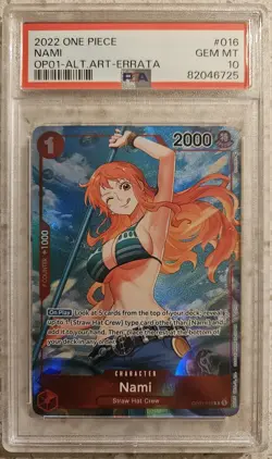 PSA 10 Nami Alt Art Romance Dawn OP01 016 One Piece Card Game English GEM MT - Image 1