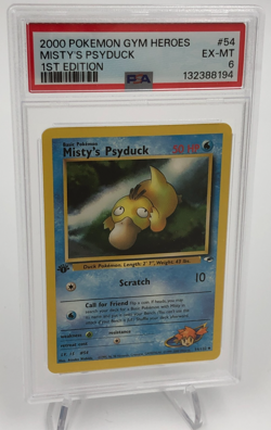 2000 POKEMON GYM HEROES Card MISTY'S PSYDUCK #54/132 1ST EDITION graded PSA 6 - Image 1