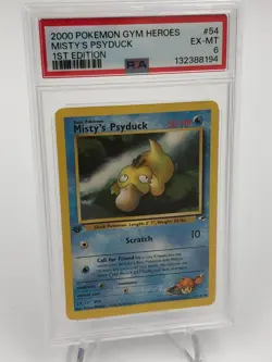2000 POKEMON GYM HEROES Card MISTY'S PSYDUCK #54/132 1ST EDITION graded PSA 6 - Image 5