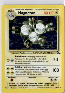 Magneton 11/62 - Fossil Set Unlimited - 1999 - Holo Rare Pokemon Card - TCG WotC - Image 1