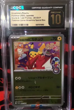 CGC 10 Pristine 2025 Pokemon S&V Promos 261/SV-P Hiroshima’s Pikachu - Image 1