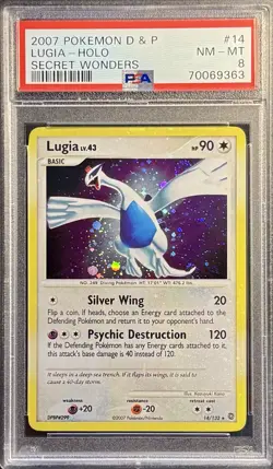 Pokemon Lugia Holo D&P Secret Wonders 14/132 Holo Bleed + 2X Swirl PSA 8 NM-MT - Image 3