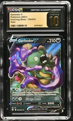 2021 Pokemon Evolving Skies Garbodor V #100 CGC 10 PRISTINE - Image 1