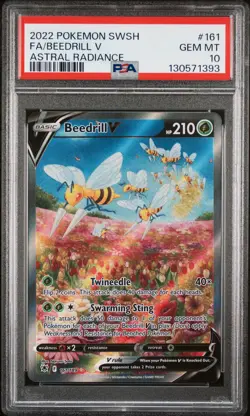 2022 POKEMON SWORD & SHIELD ASTRAL RADIANCE #161 FULL ART/BEEDRILL V PSA 10 - Image 1