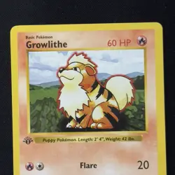 Growlithe 28/102 1st Edition Shadowless Base 1999 WOTC Pokemon Vintage LP+/NM - Image 3