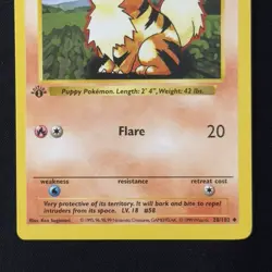 Growlithe 28/102 1st Edition Shadowless Base 1999 WOTC Pokemon Vintage LP+/NM - Image 4