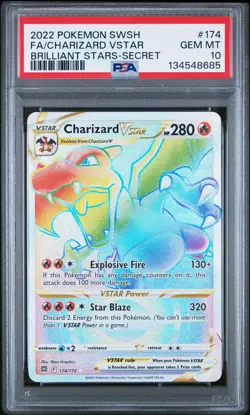 2022 POKEMON SWORD & SHIELD BRILLIANT STARS #174 FULL ART/CHARIZARD VSTAR PSA 10 - Image 1