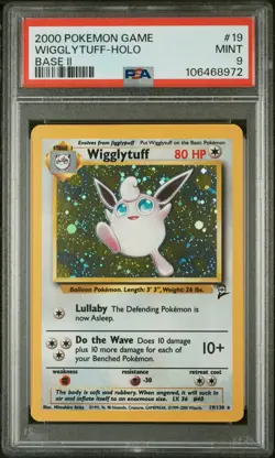 2000 Pokemon Game Base Ii #19 Wigglytuff-Holo PSA 9 - Image 1
