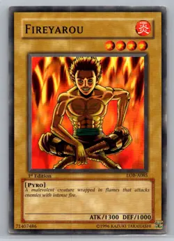 The Legend of Blue Eyes White Dragon (1st Edition) #LOB-085 Fireyarou - VG - Image 1