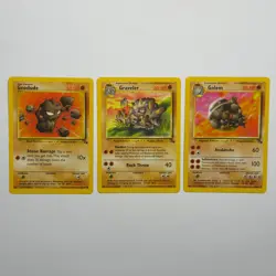 Pokemon TCG Geodude Graveler Golem 3-Card Evolution Lot WOTC Vintage 1999 - Image 1