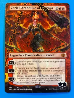 MTG 1x EXTENDED ART Zariel, Archduke of Avernus # 285 Adventures in Magic x1 NM - Image 1