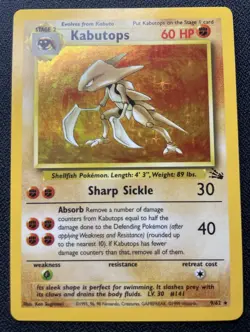 Pokemon Kabutops 9/62 Holo Rare Fossil Unlimited MP / DMG - Image 1