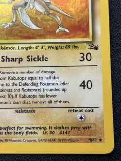 Pokemon Kabutops 9/62 Holo Rare Fossil Unlimited MP / DMG - Image 4