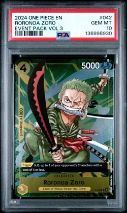 2024 ONE PIECE P-042 CHAMPIONSHIP EVENT PACK VOL 3 PROMO RORONOA ZORO PSA 10 - Image 1
