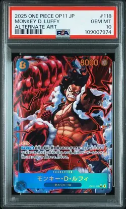 PSA 10 GEM MINT Japanese One Piece 2025 Monkey D. Luffy OP11-118 OP11-A - Image 1