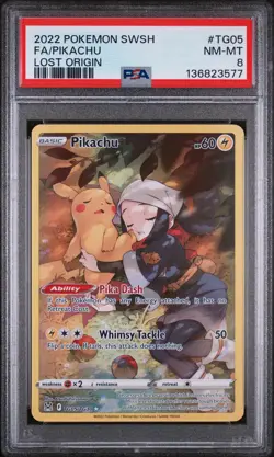 Pokemon Pikachu TCG Lost Origin TG05/TG30 Card, PSA 8 - Image 1
