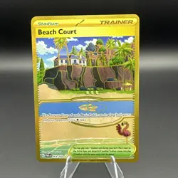 Beach Court Hyper Rare Holo 263/182 Paradox Rift NM Pokemon TCG Card - Image 1