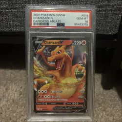 2020 Pokemon Charizard v Holo PSA 10 Darkness Ablaze SWSH03 19/189 - Image 1