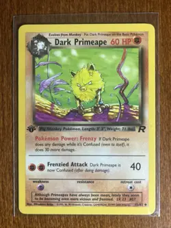 [LP+/NM] 2000 Pokemon Team Rocket Dark Primeape 1st Edition #43/82 Uncommon - Image 1