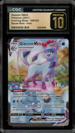 Pokemon Glaceon VMAX Evolving Skies Secret Rare Alt Art #209 CGC 10 Pristine - Image 1