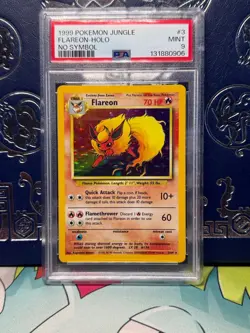 1999 Pokemon Jungle No Symbol ERROR Flareon Holo #3 PSA 9 - Image 1