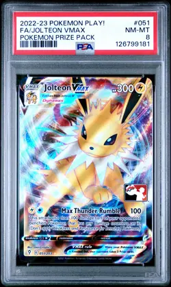2022-2023 POKEMON PLAY! POKEMON PRIZE PACK #051 FULL ART/JOLTEON VMAX PSA 8 - Image 1