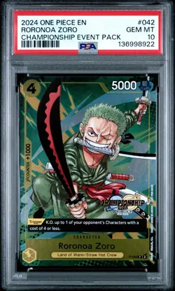 2024 ONE PIECE P-042 CHAMPIONSHIP CS EVENT PACK 2024 PROMO RORONOA ZORO PSA 10 - Image 1