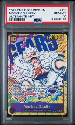 2023 ONE PIECE OP05 119 MONKEY D LUFFY GEAR 5 NIKA SEC ALT ART ENGLISH PSA 10 - Image 1