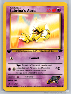 1st Edition Sabrina's Abra 93/132 Gym Challenge Pokemon Card Rare LP - Image 1