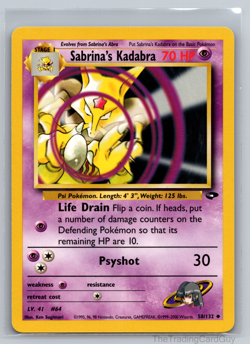 Sabrina's Kadabra - 58/132 - Pokemon Gym Challenge Unlimited Card WOTC LP - Image 1