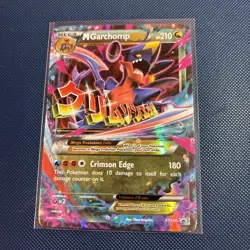 Pokemon Mega M Garchomp EX Black Star Promo Rare Holo Card XY168 LP - Image 1