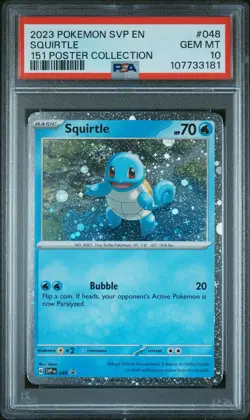 2023 POKEMON BLACK STAR PROMO 151 POSTER COLL #048 SQUIRTLE PSA 10 w/ SWIRL 🌀 - Image 1