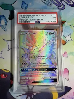 Pokemon TCG Palkia GX (Secret) Rare Forbidden Light 132/131 PSA 7 - Image 1