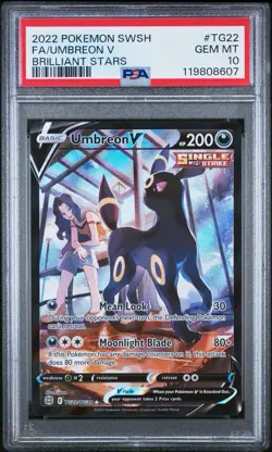 2022 Pokemon Sword & Shield Brilliant Stars TG22 Full Art Umbreon v PSA 10 - Image 3