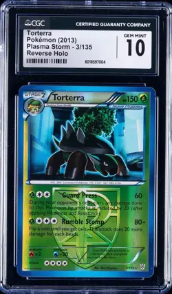 2013 Pokemon Torterra Reverse Holo Rare 3/135 B&W Plasma Storm CGC 10 Gem Mint - Image 1